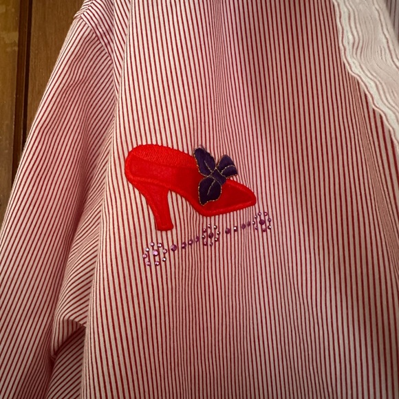 Red Hat Lady Striped Button Down - Picture 3 of 8